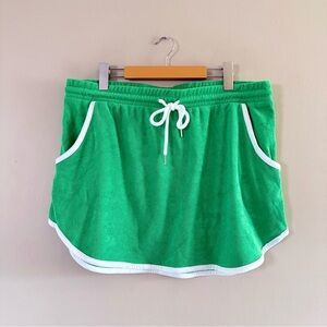 Lavon Green Terry Cloth Mini Skirt with White Trim